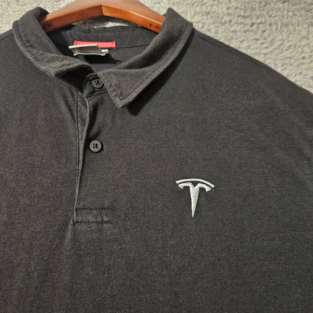 Tesla Black Employee Uniform Polyester Short Sleeve Polo Shirt Men's Size Large